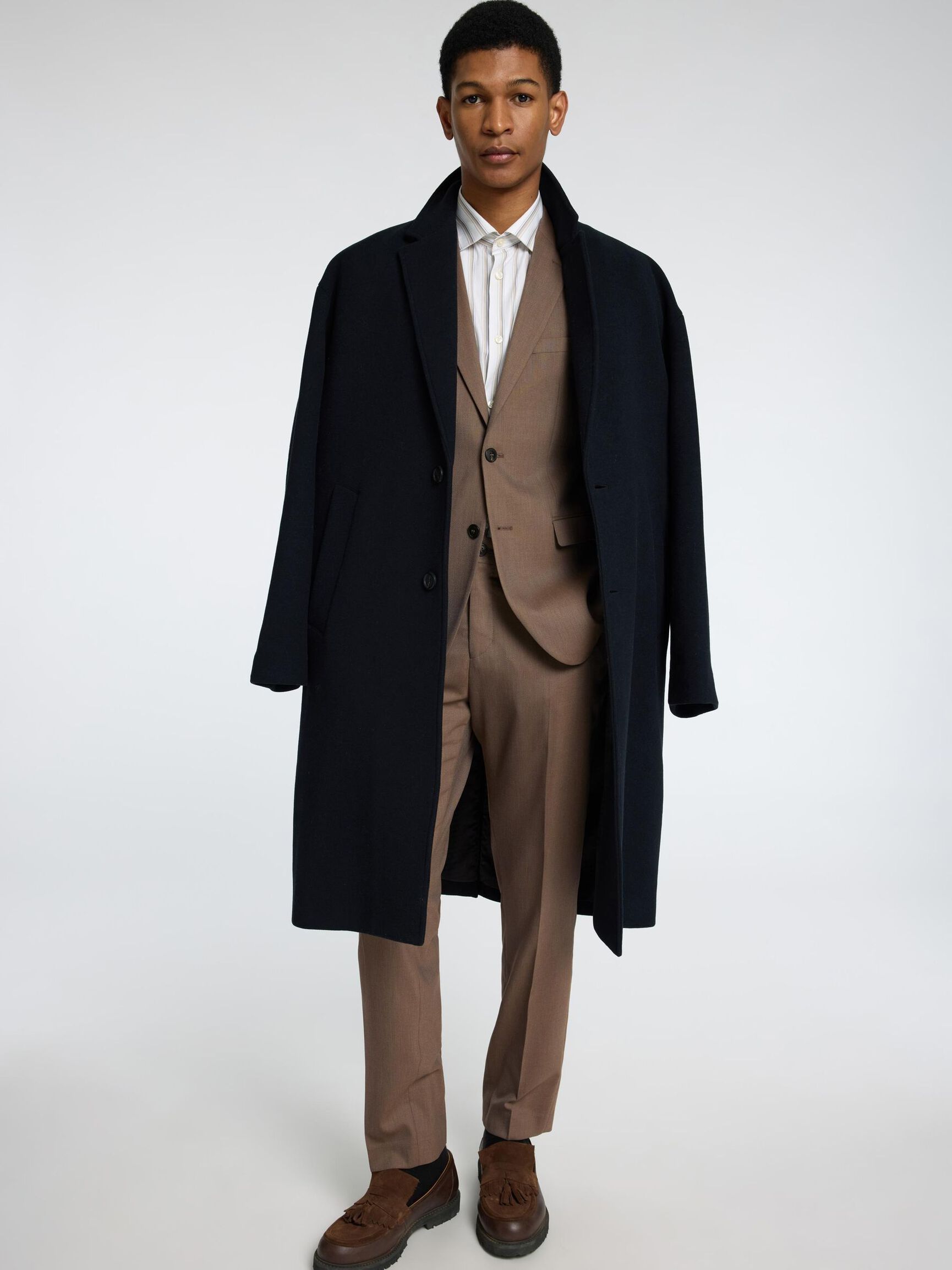 WOVEN WOOL BLEND TROUSERS, Kelp, highres