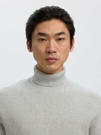 BAUMWOLL ROLLKRAGENPULLOVER, Light Grey Melange, highres