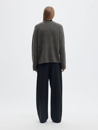 WOOL BLEND KNITTED JUMPER, Medium Grey Melange, highres