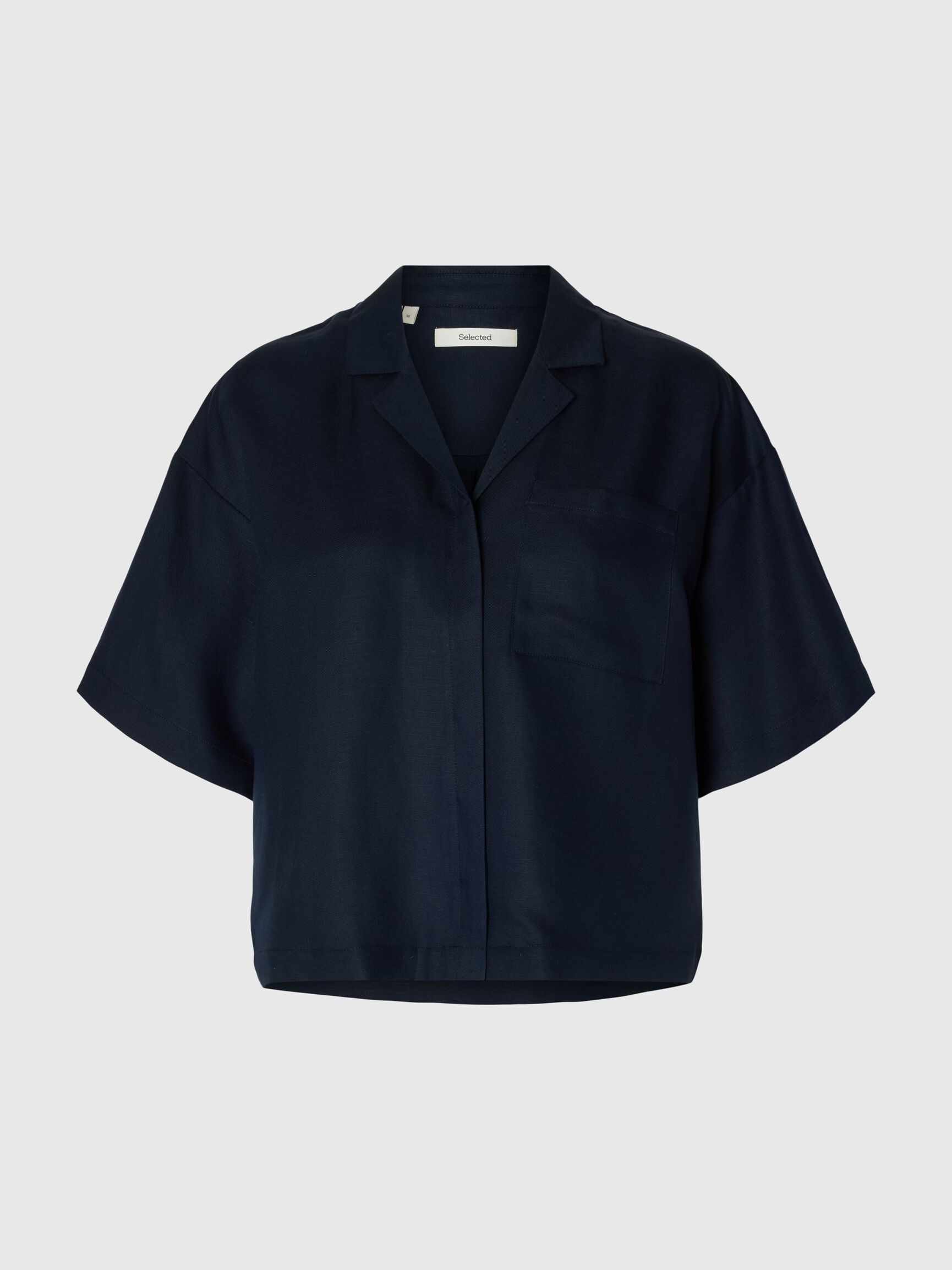 PRENDA DE MANGAS CORTAS CAMISA EN MEZCLA DE LINO, Dark Sapphire, highres