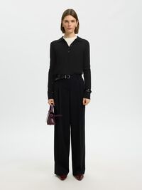 100% MERINOULD STRIKKET POLOSHIRT, Black, highres