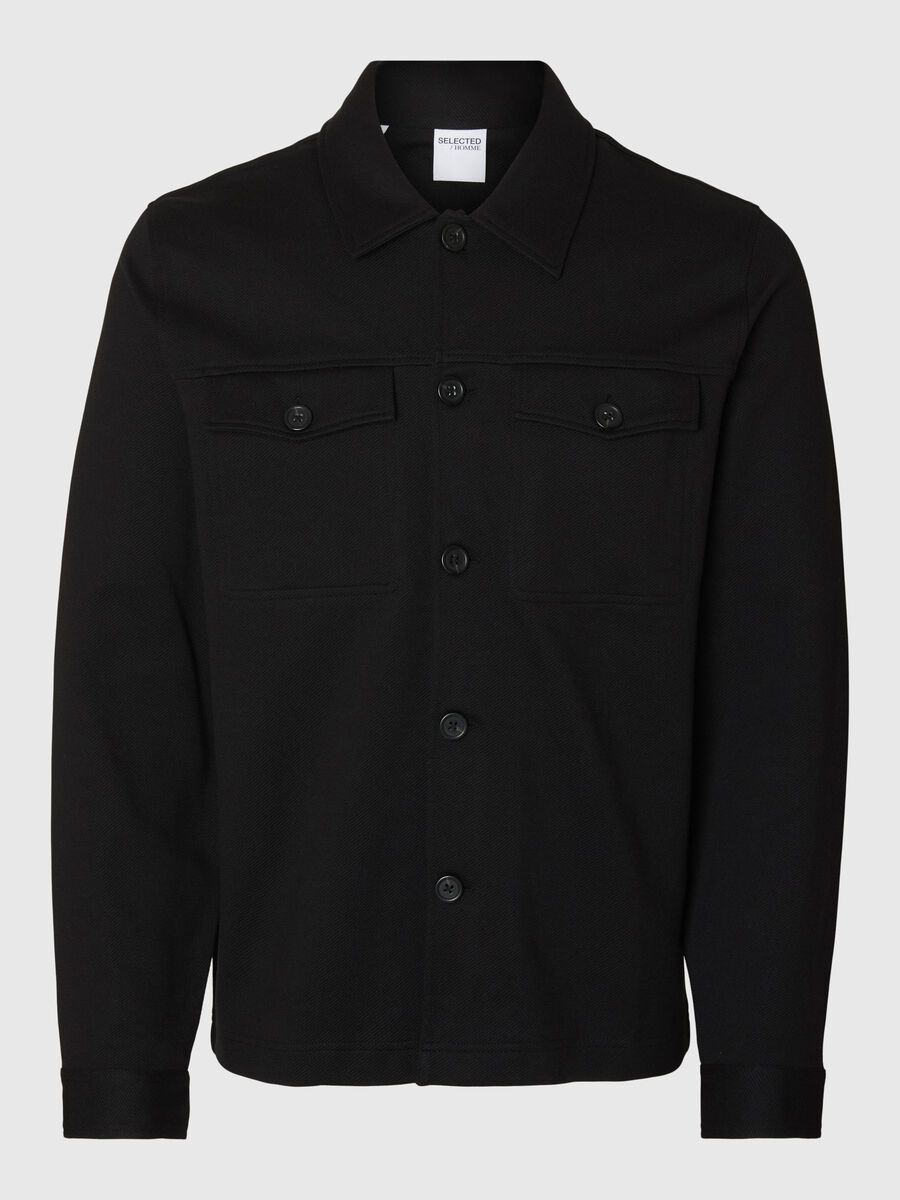 Selected REGULAR FIT OVERSHIRT, Black, highres - 16098110_Black_001.jpg