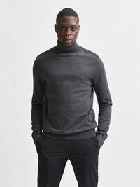 LONG-SLEEVED ROLL NECK PULLOVER, Antracit, highres