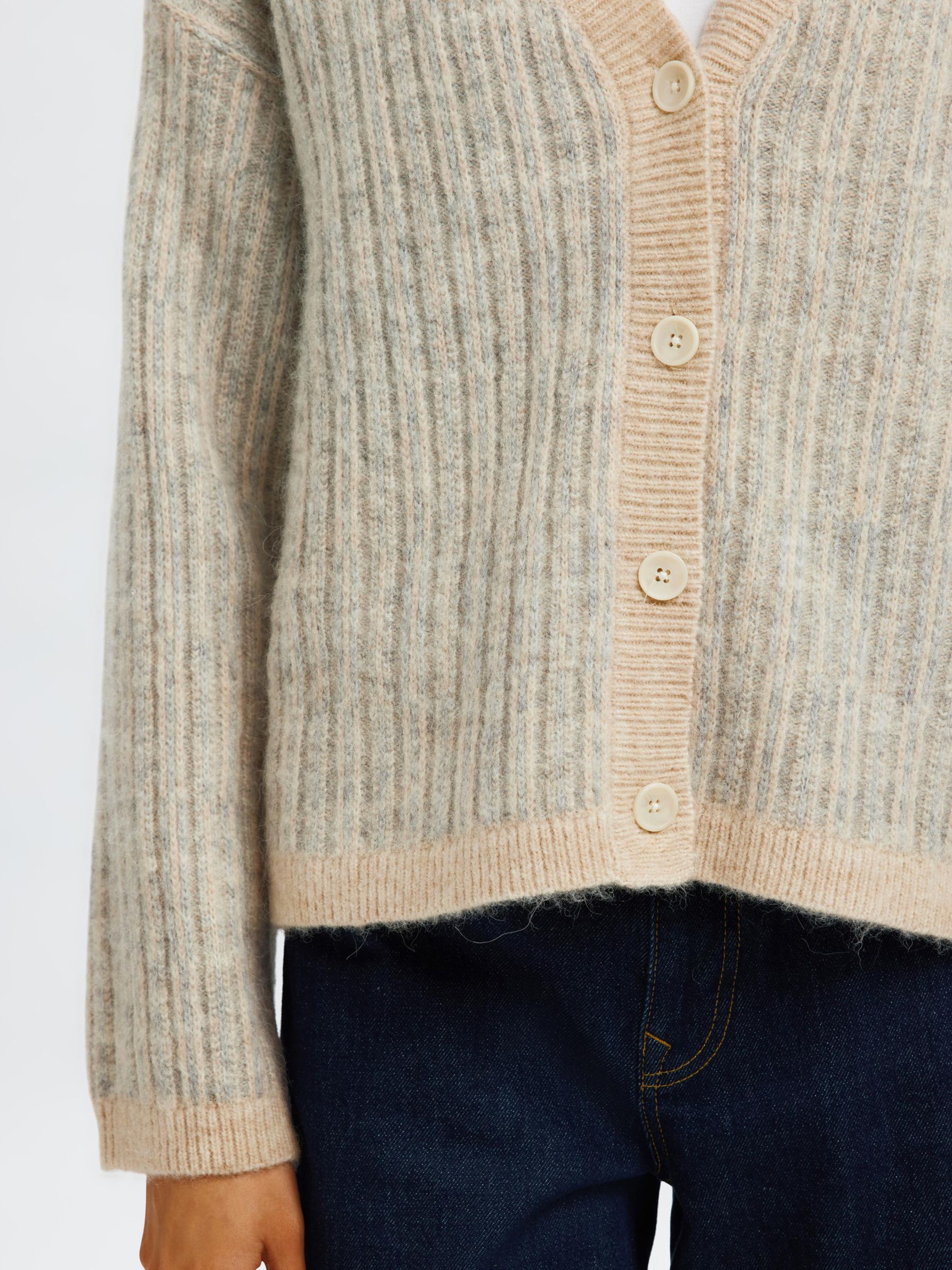 ULLBLANDING STRIKKET CARDIGAN, Birch, highres