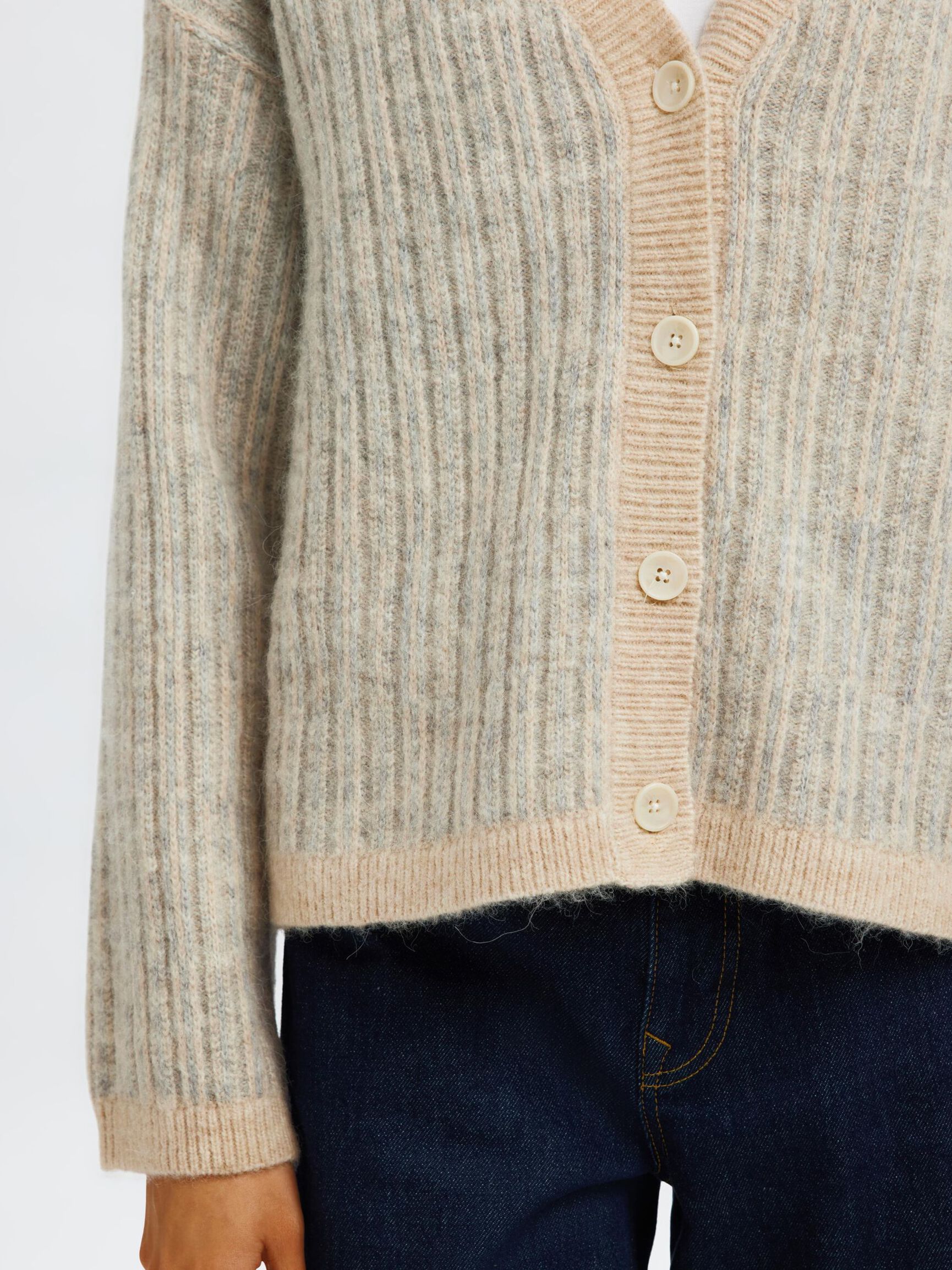 WOOL BLEND KNITTED CARDIGAN, Birch, highres