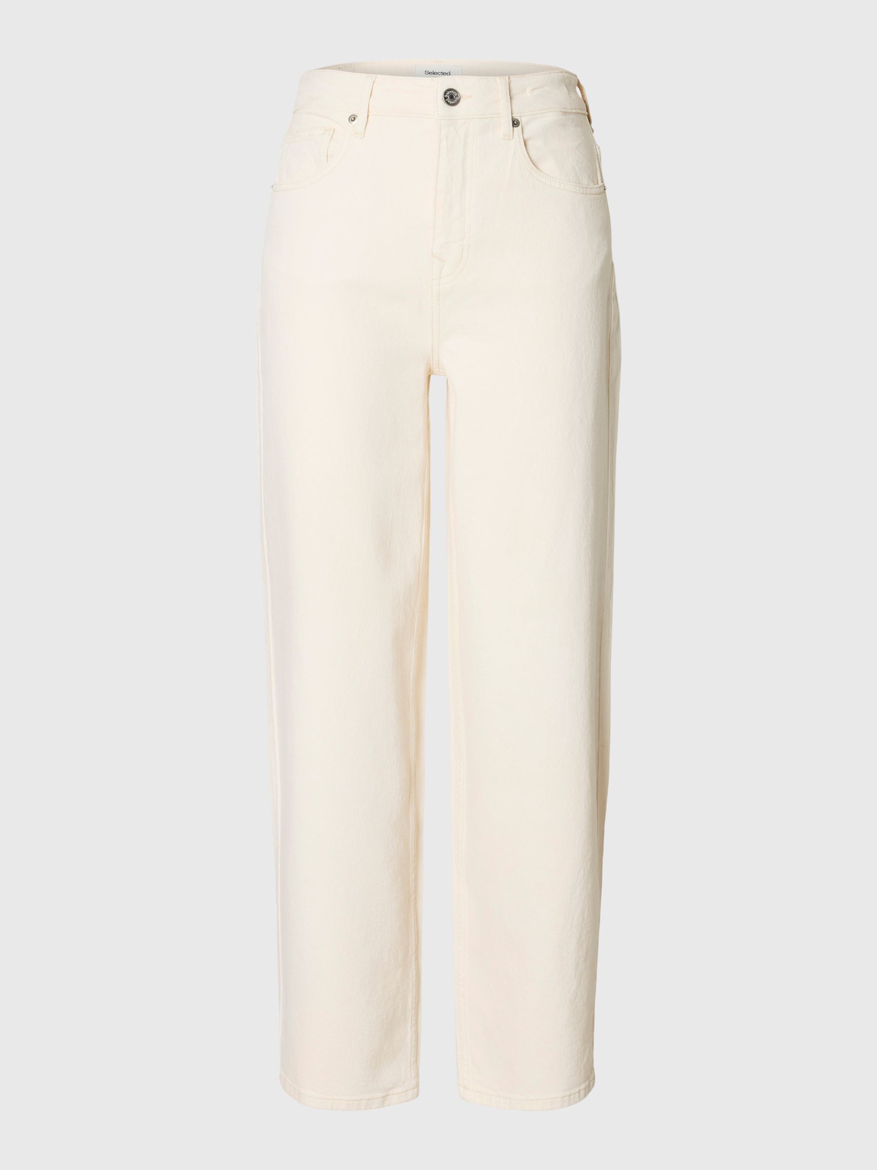 HØY MIDJE JEANS MED BARREL FIT, Egret, highres