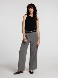 EFECTO PLEGADO, MEZCLA DE VISCOSA PANTALONES, Medium Grey Melange, highres