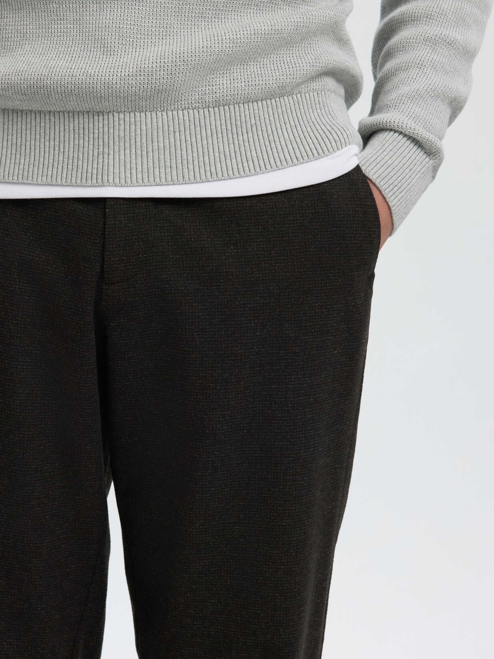 WOOL BLEND TAPERED TROUSERS, Delicioso, highres