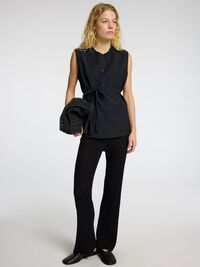 GEBREIDE HIGH-WAIST BROEK, Black, highres