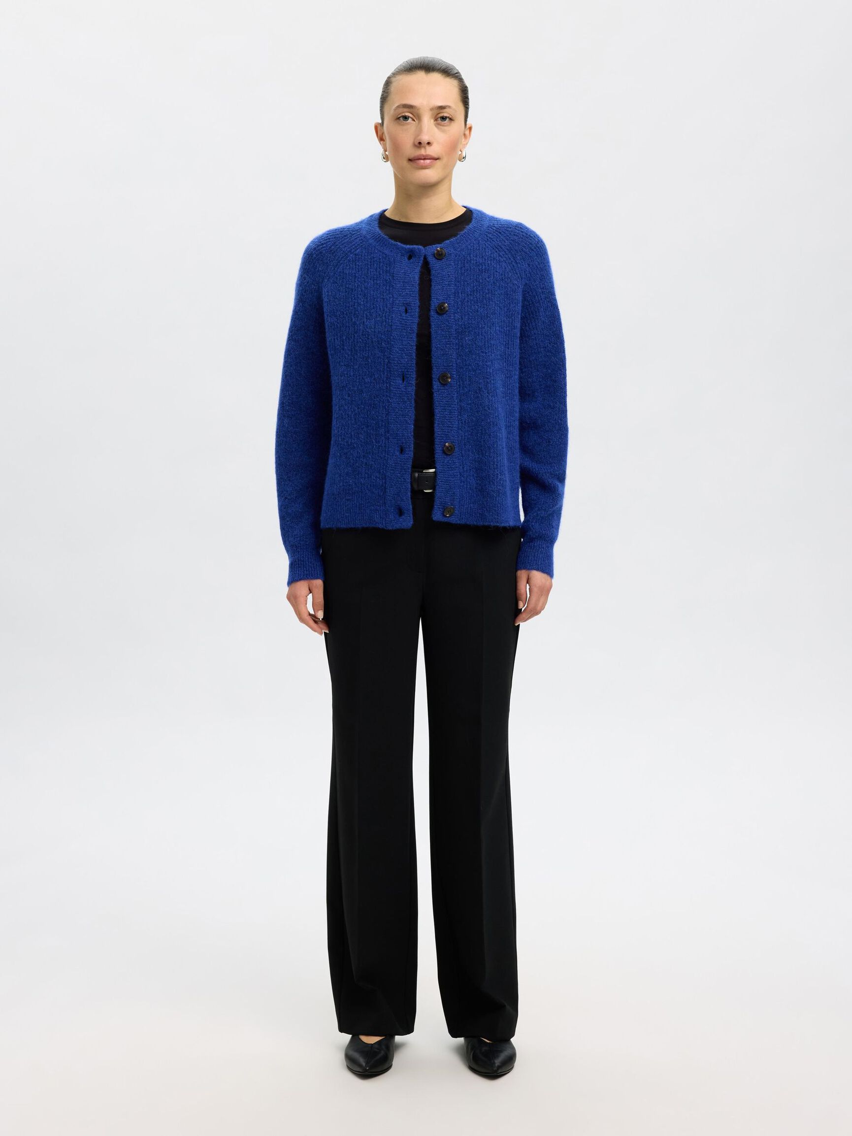 LONG-SLEEVED CARDIGAN, Dazzling Blue, highres