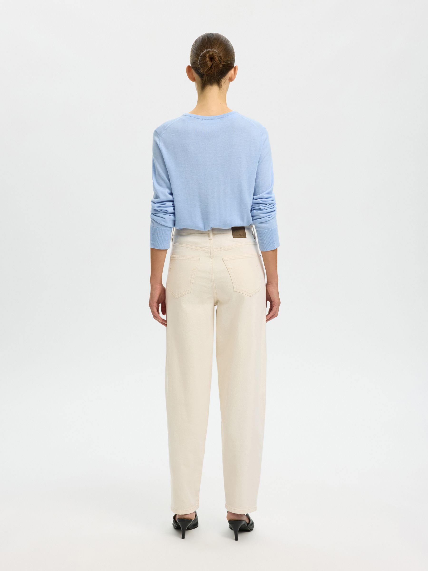 100% MERINO WOOL KNITTED CARDIGAN, Cashmere Blue, highres