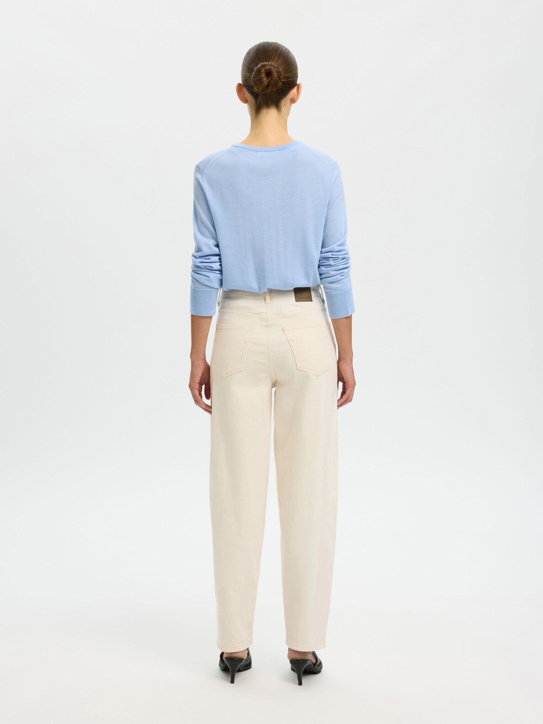 100% MERINO WOOL KNITTED CARDIGAN, Cashmere Blue, highres