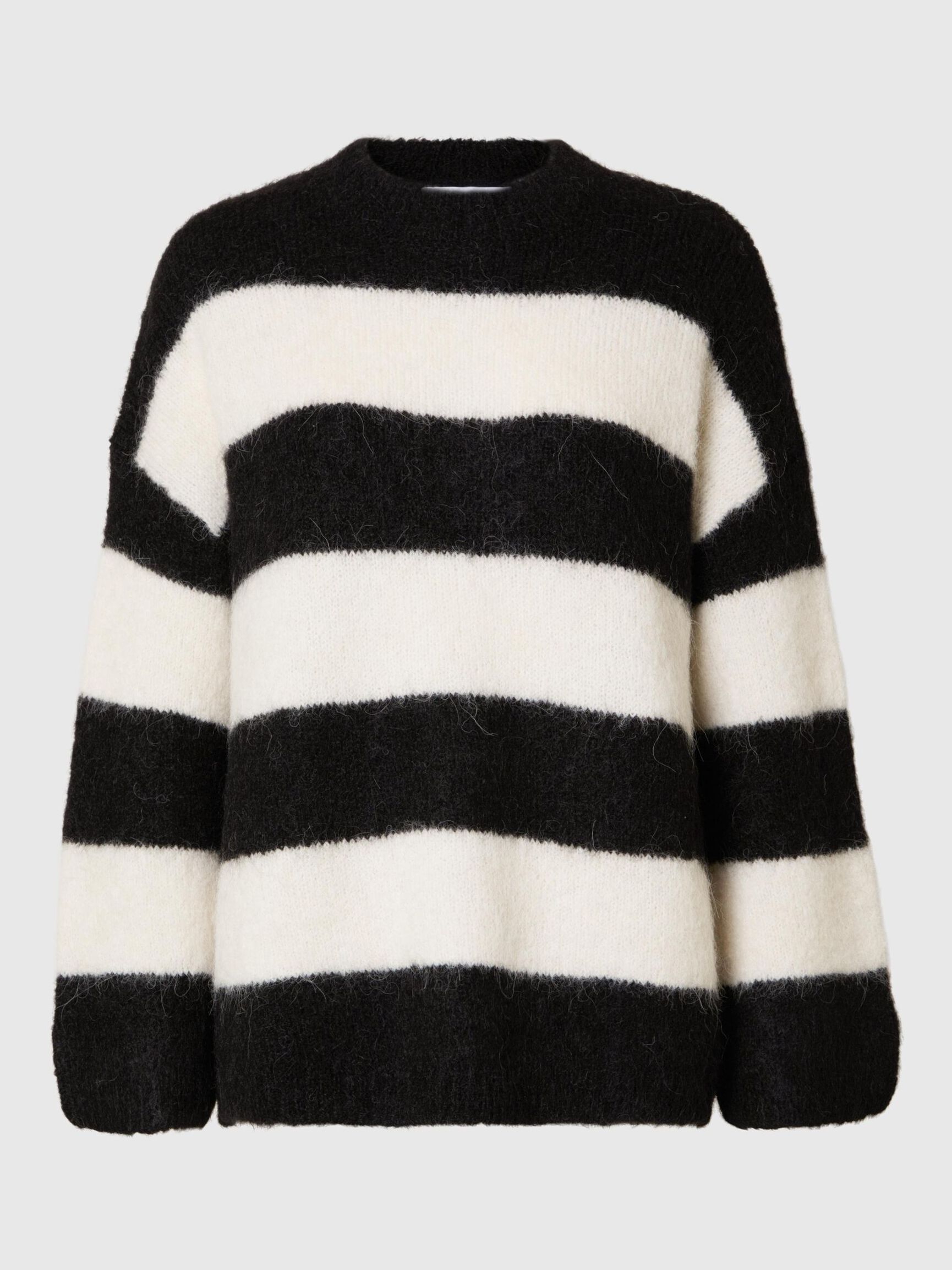 OVERSIZED ULDBLANDING STRIKTRØJE, Black, highres