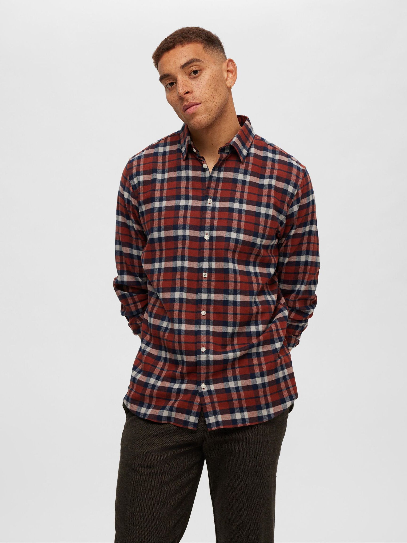 FLANNEL SHIRT, Burnt Henna, highres