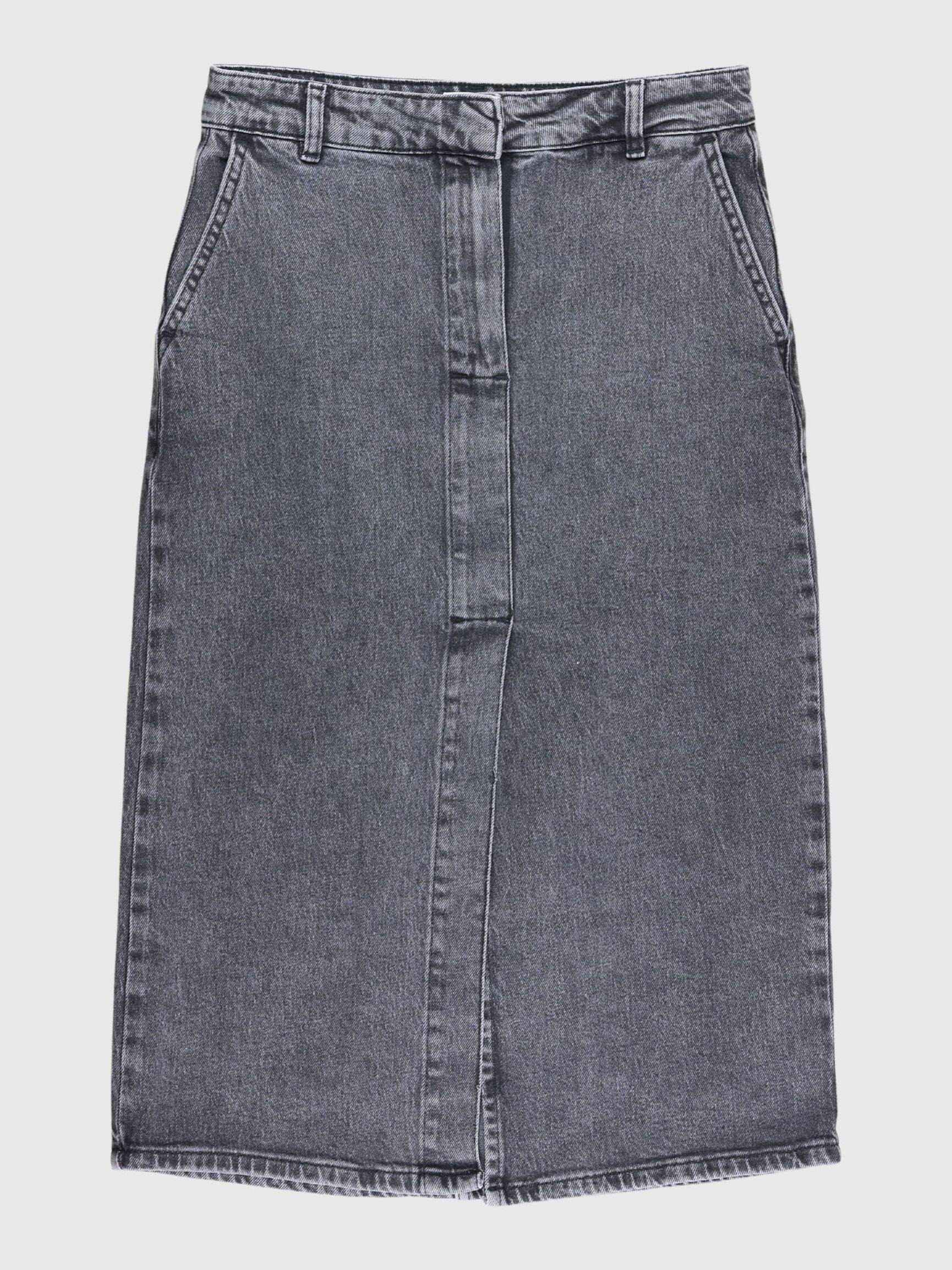 DENIM MIDINEDERDEL, Dark Grey Denim, highres