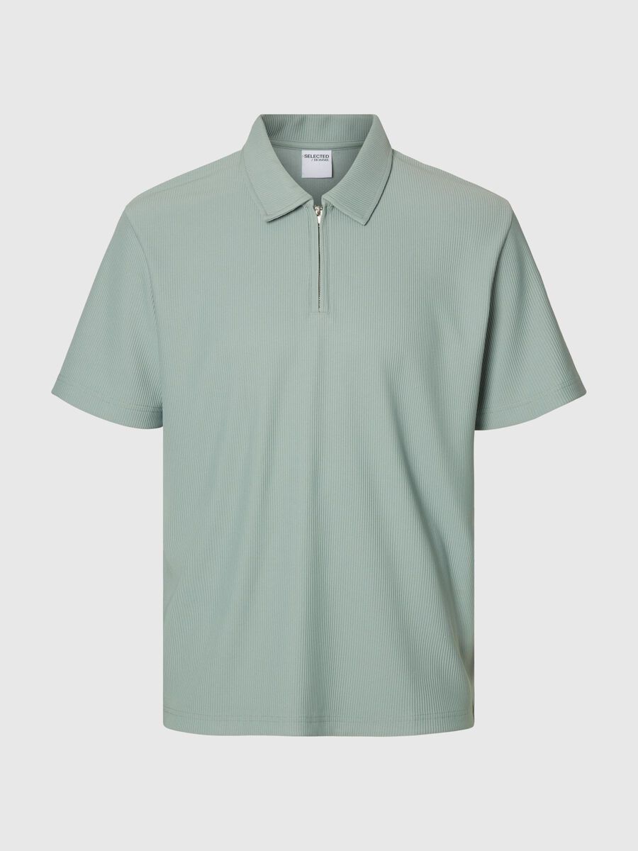 Selected HALF ZIP PLISSE POLO SHIRT, Iceberg Green, highres - 16094291_IcebergGreen_001.jpg