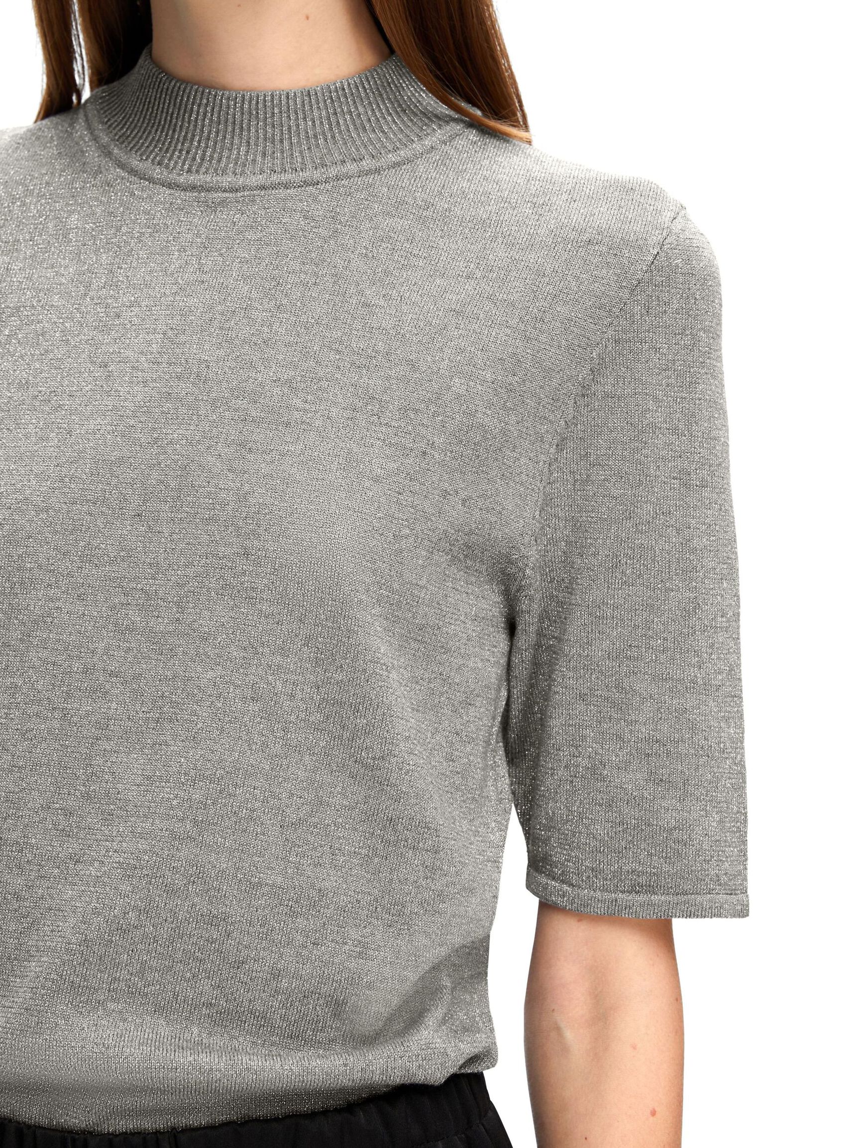 GLITTER KNITTED TOP, Medium Grey Melange, highres