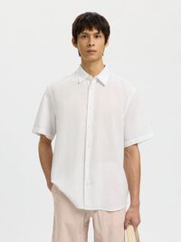 REGULAR FIT LINEN-BLEND SHIRT, Bright White, highres