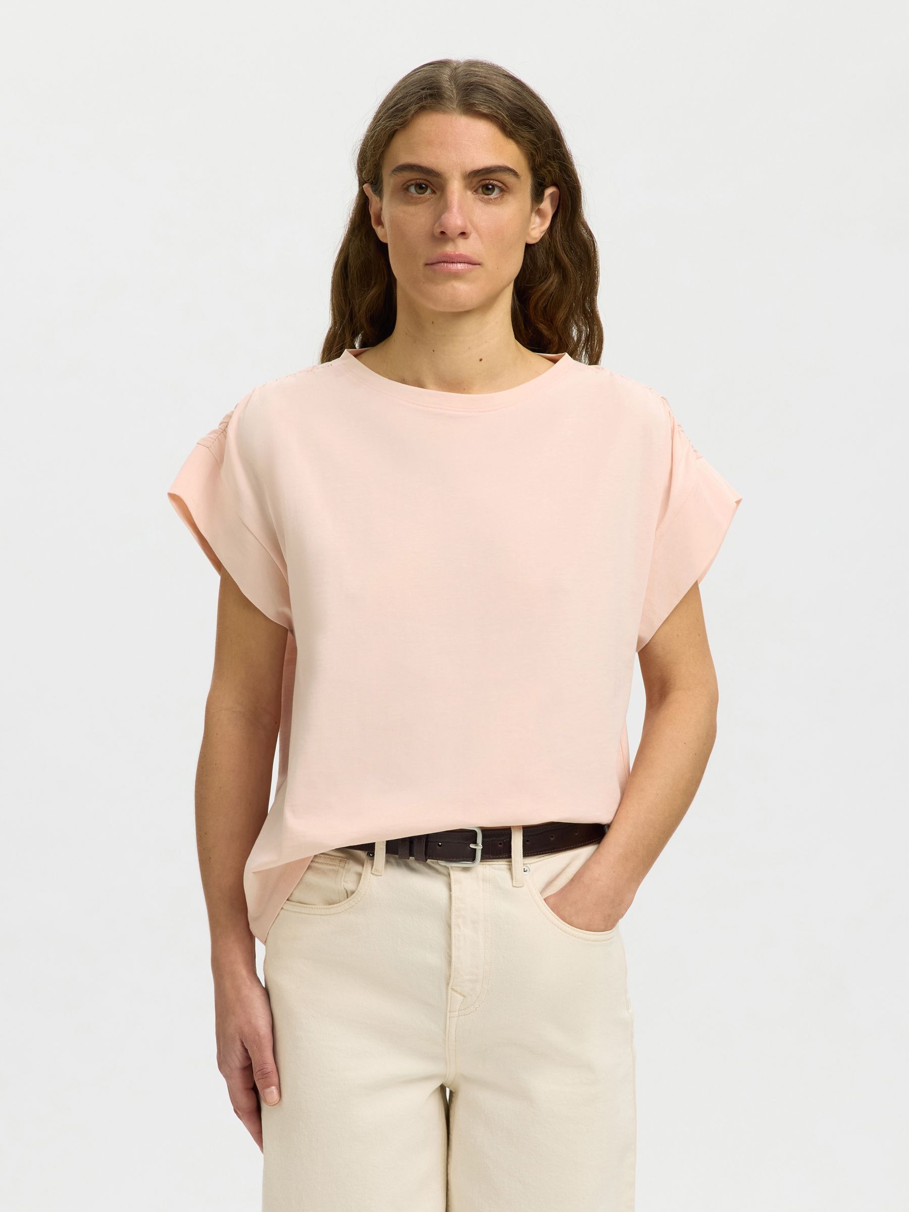COTTON SHORT SLEEVED TOP, Pale Dogwood, highres