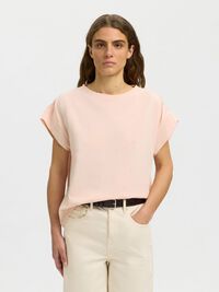 COTTON SHORT SLEEVED TOP, Pale Dogwood, highres