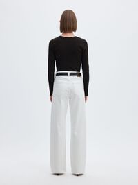 RIBBED LONG SLEEVED TOP, Black, highres