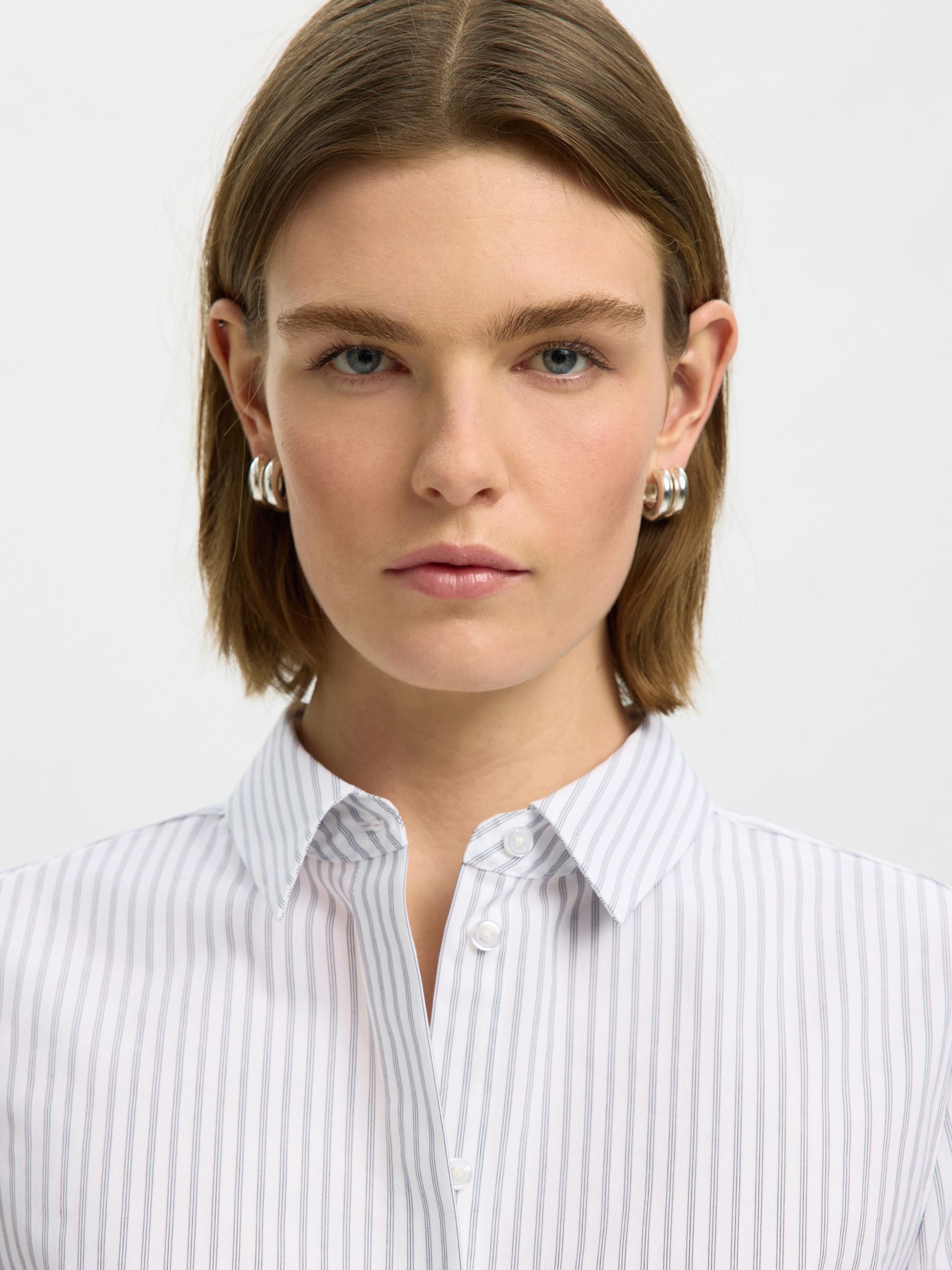 FITTED STRIPED SHIRT, Bright White, highres