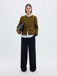 WOOL BLEND CARDIGAN, Fir Green, highres