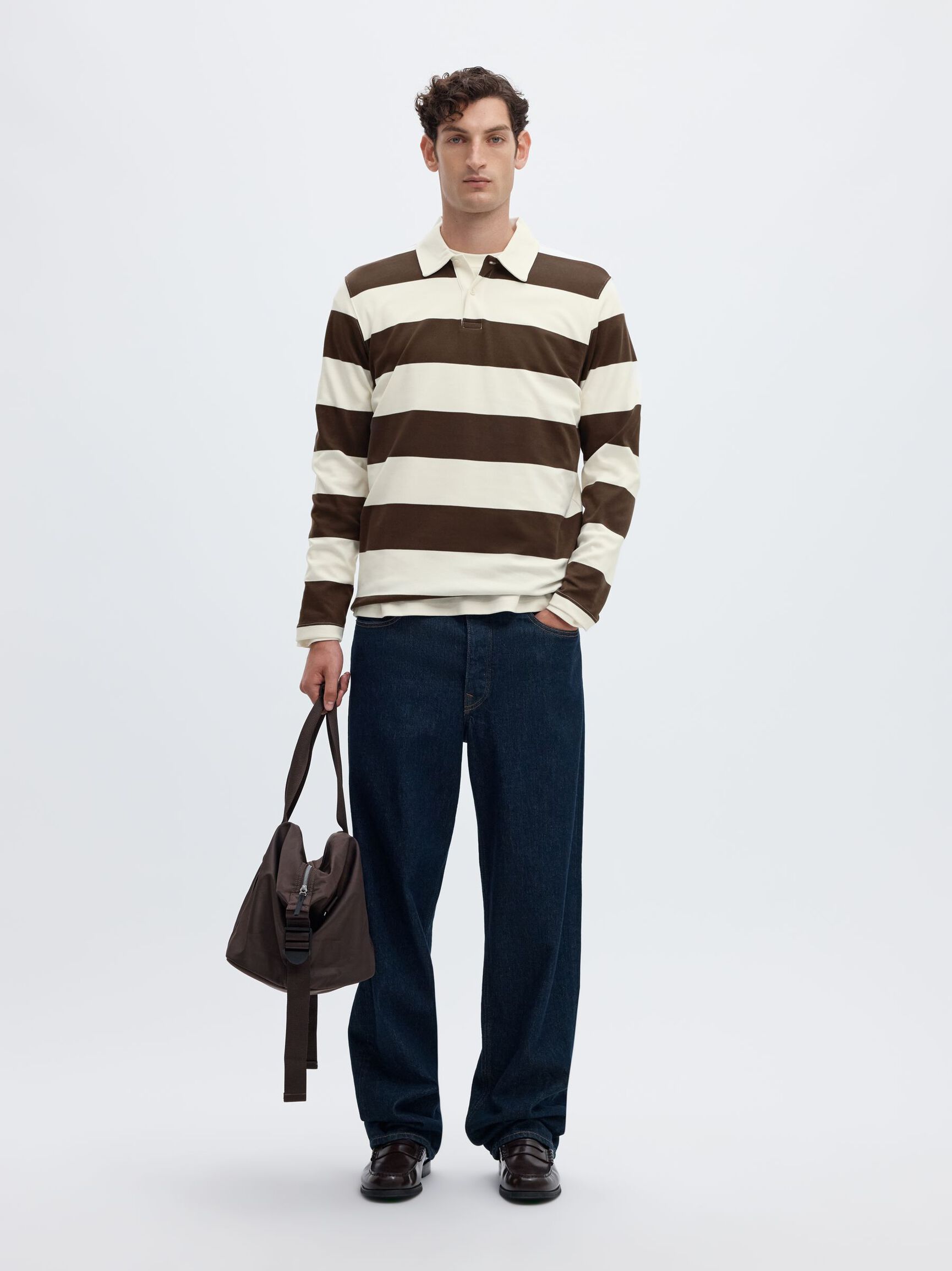 STRIPED COTTON LONG-SLEEVED POLO, Delicioso, highres