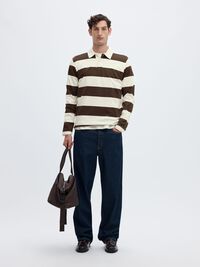 STRIPED COTTON LONG-SLEEVED POLO, Delicioso, highres