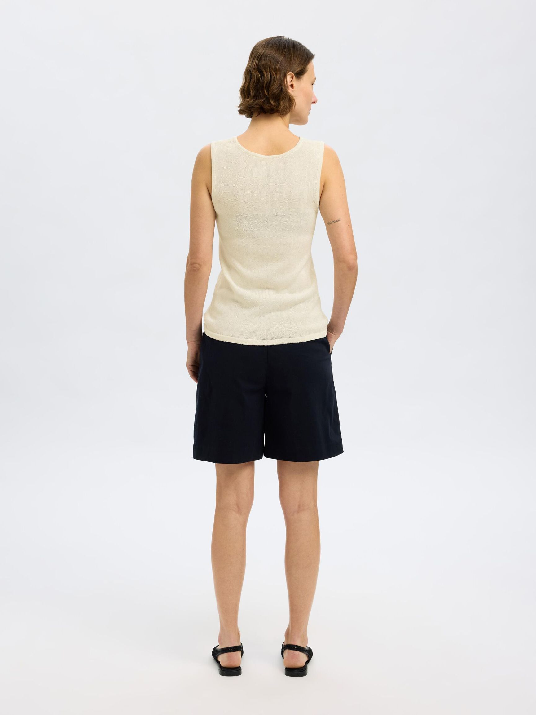 KNITTED TANK TOP, Birch, highres