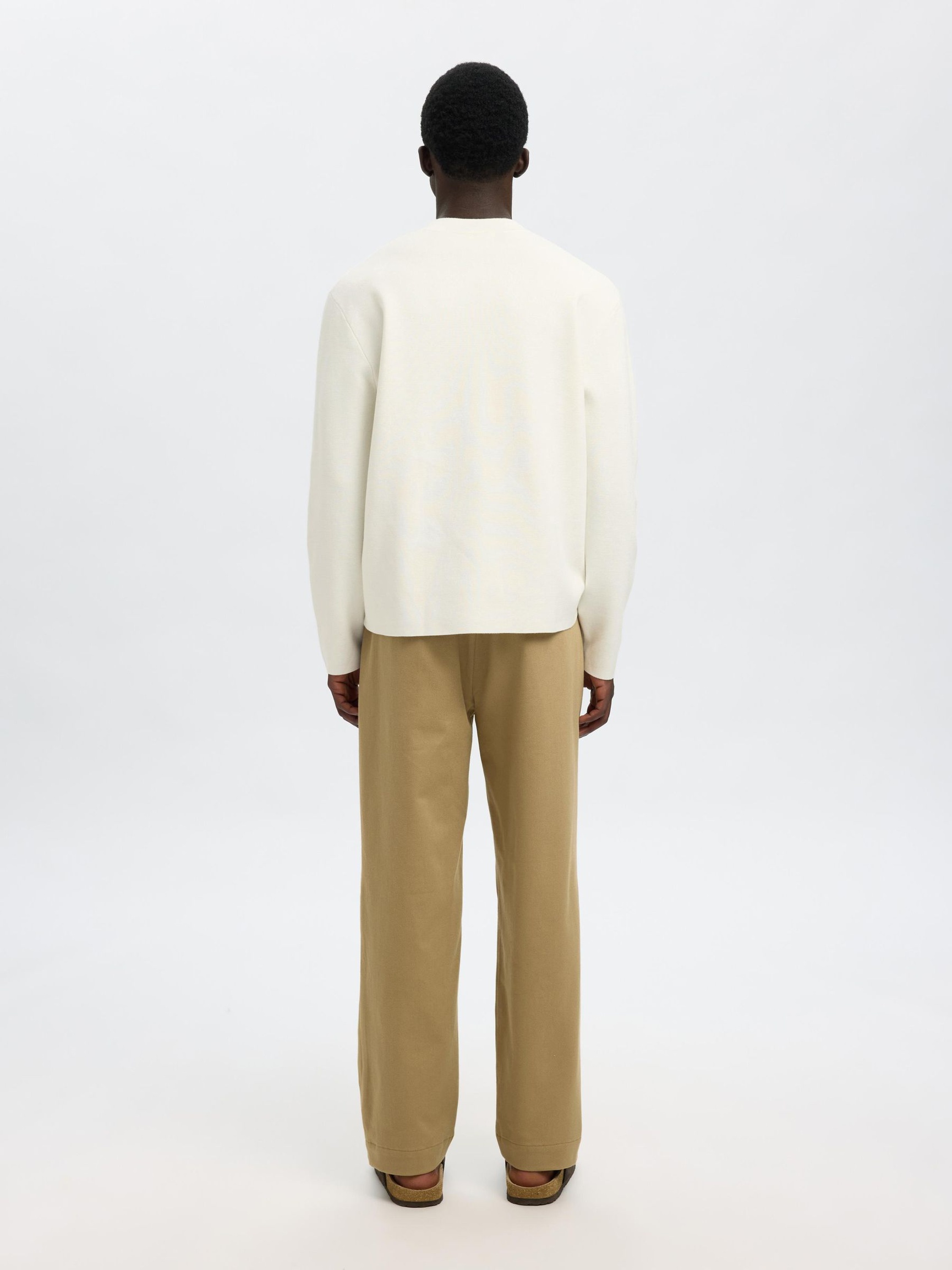 RELAXED FIT COTTON BLEND PULLOVER, Egret, highres