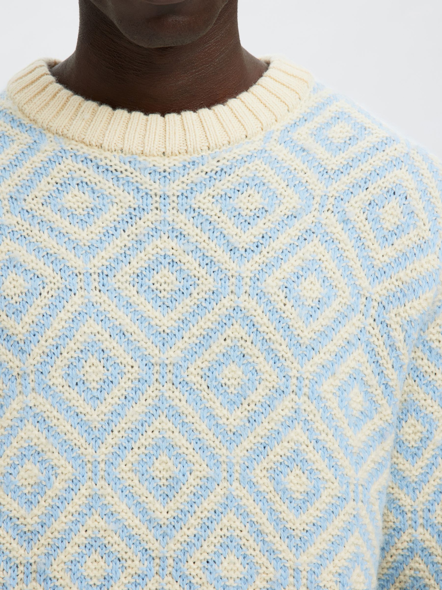 PRINT STRICKPULLOVER, Egret, highres