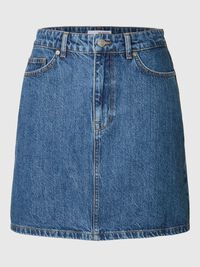 HIGH WAIST JEANSROCK, Medium Blue Denim, highres