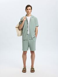 GERIPPTES CUBAN COLLAR KURZARMHEMD, Iceberg Green, highres