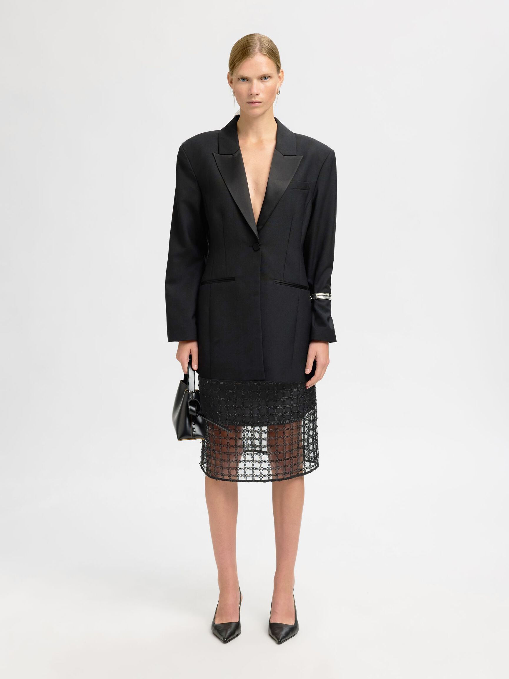 SEQUIN MIDI SKIRT, Black, highres