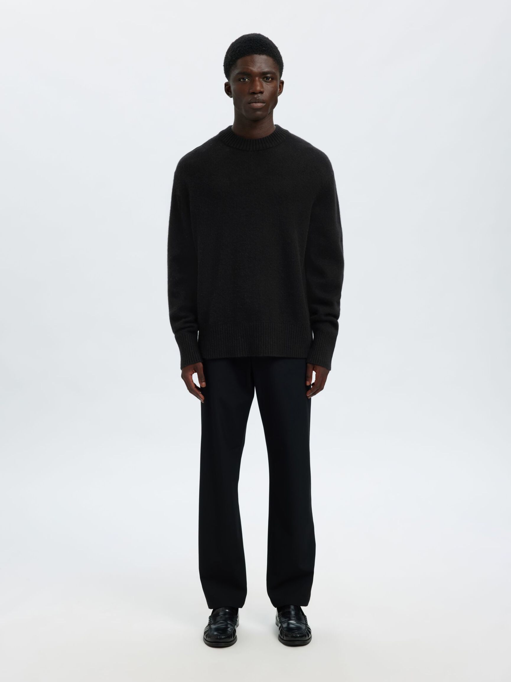 MEZCLA DE CACHEMIRA JERSEY DE PUNTO, Black, highres