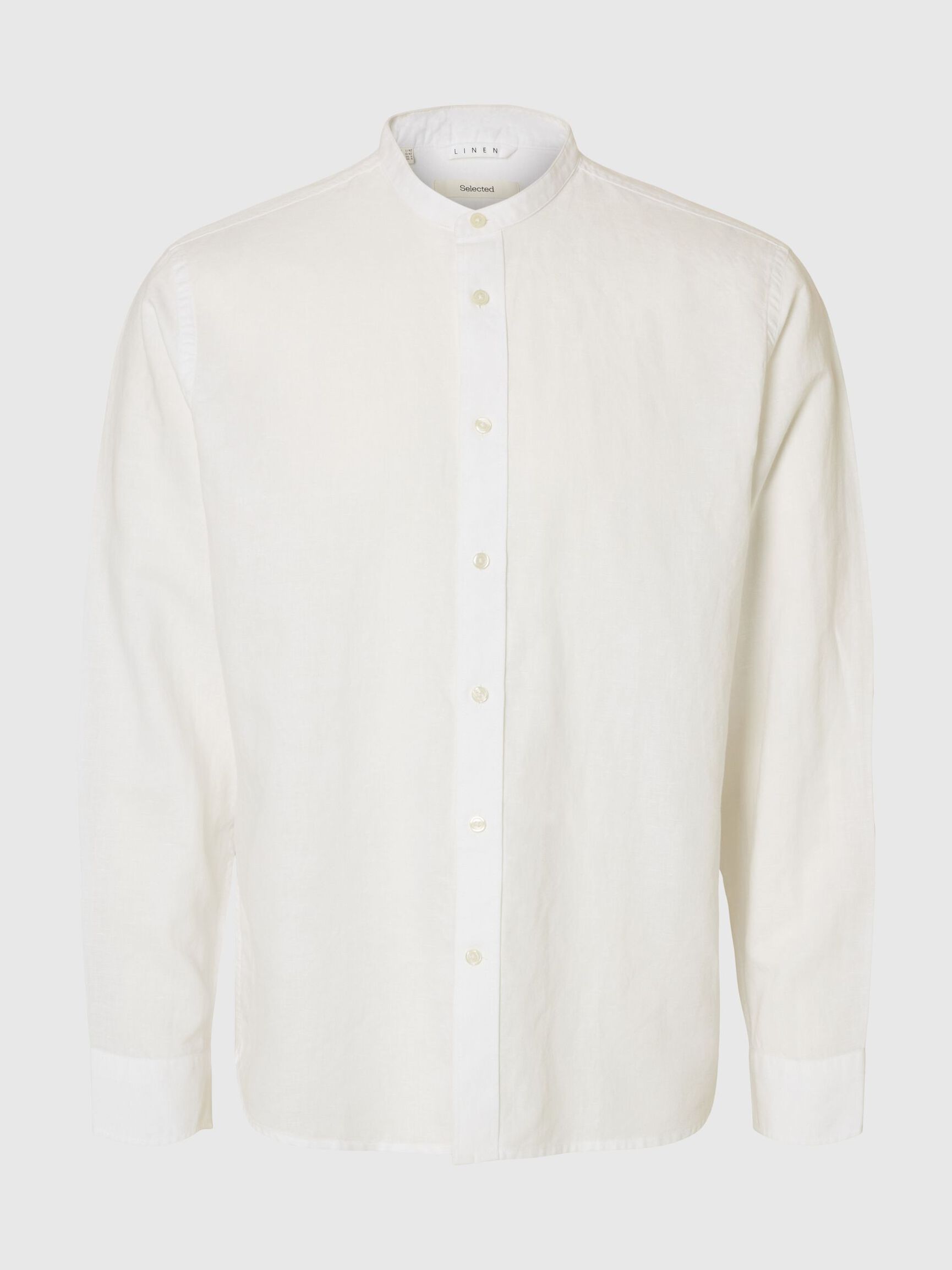 LINNEBLANDNING LÅNGÄRMAD SKJORTA, Bright White, highres