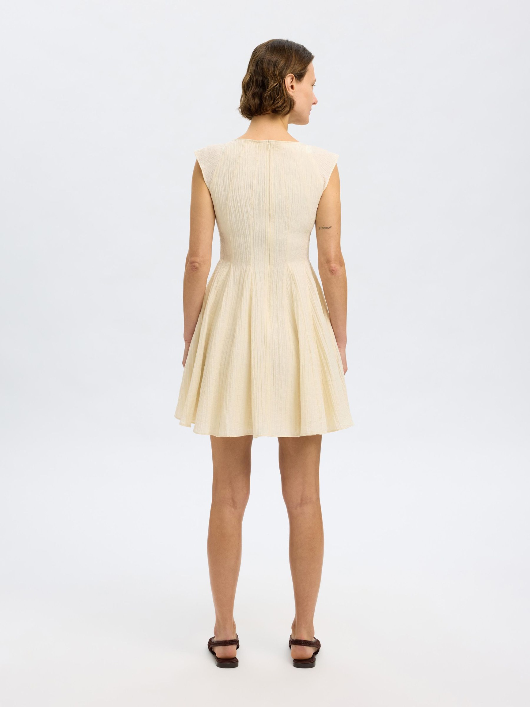 CAP SLEEVE MINI DRESS, Birch, highres