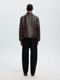 SHORT LEATHER JACKET, Demitasse, highres