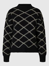 PRINT PULLOVER MIT HOHEM KRAGEN, Black, highres