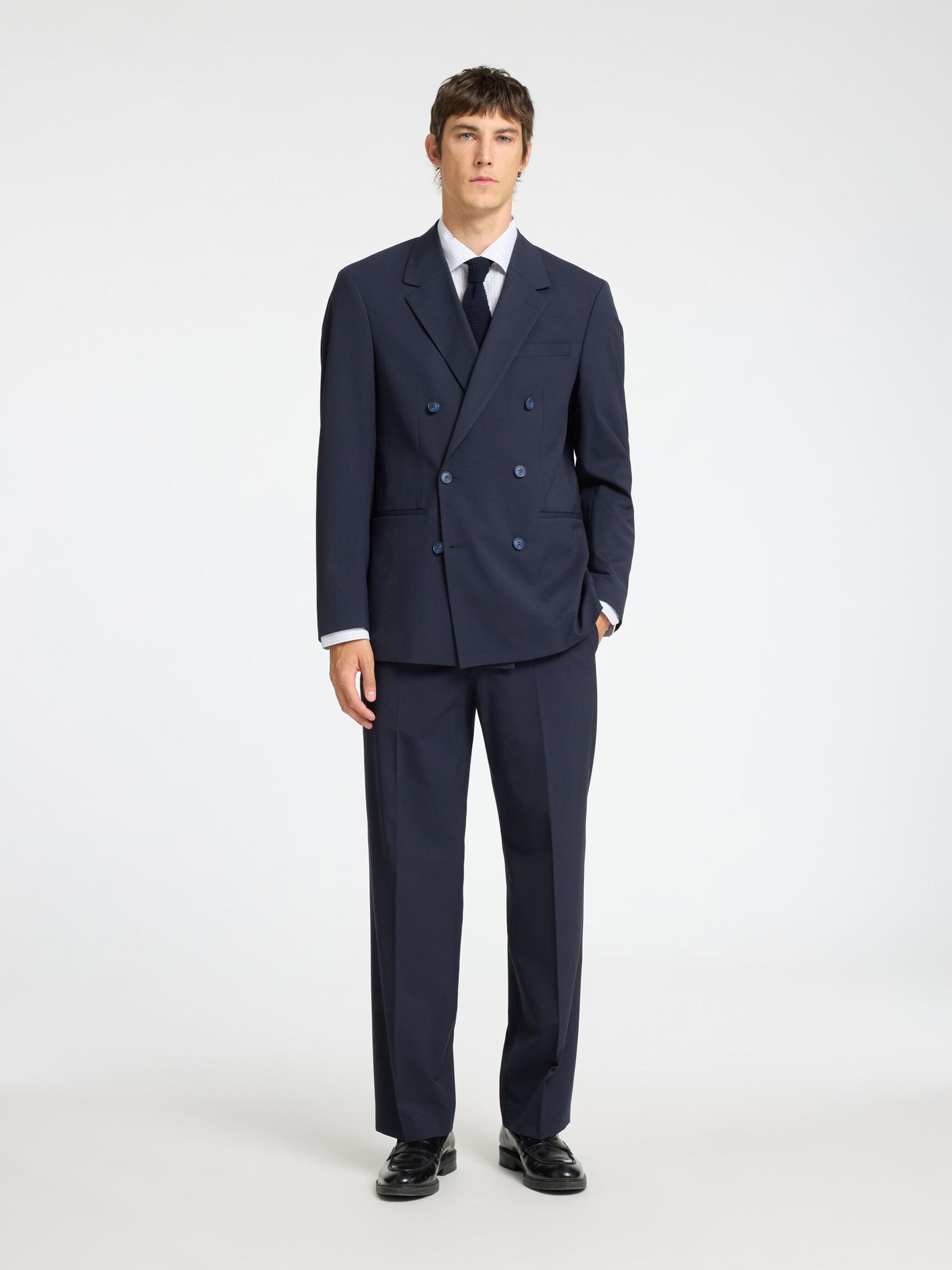 LOOSE FIT TROUSERS, Dark Navy, highres
