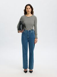 STRIPED LONG-SLEEVED T-SHIRT, Deep Depths, highres