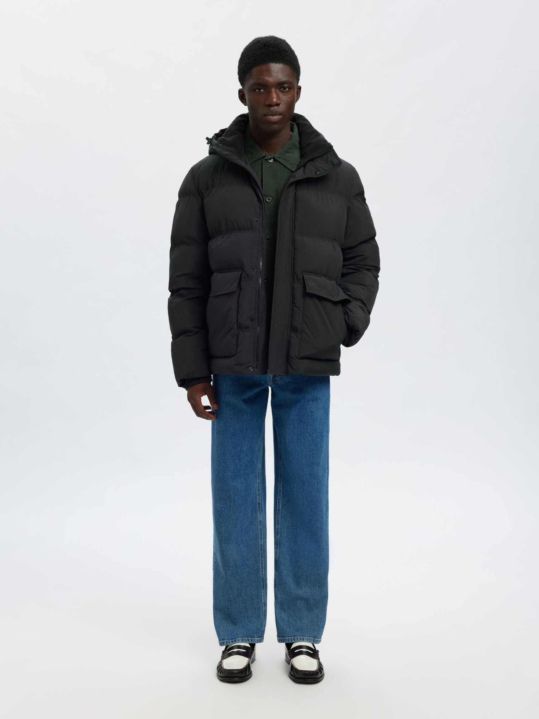 PADDED PUFFER JACKET, Black, highres
