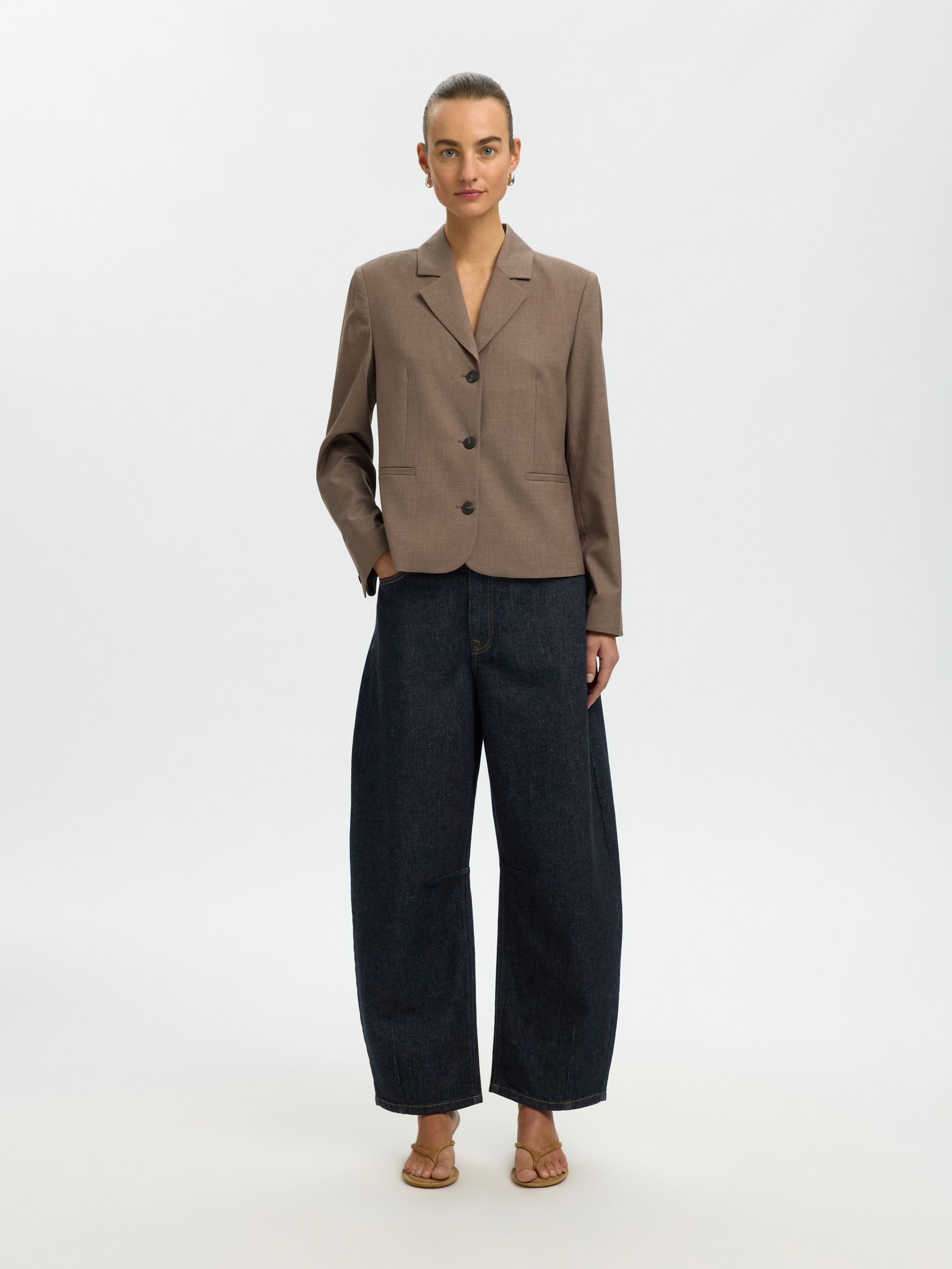 TAILLE MI-HAUTE JEANS BARREL, Dark Blue Denim, highres