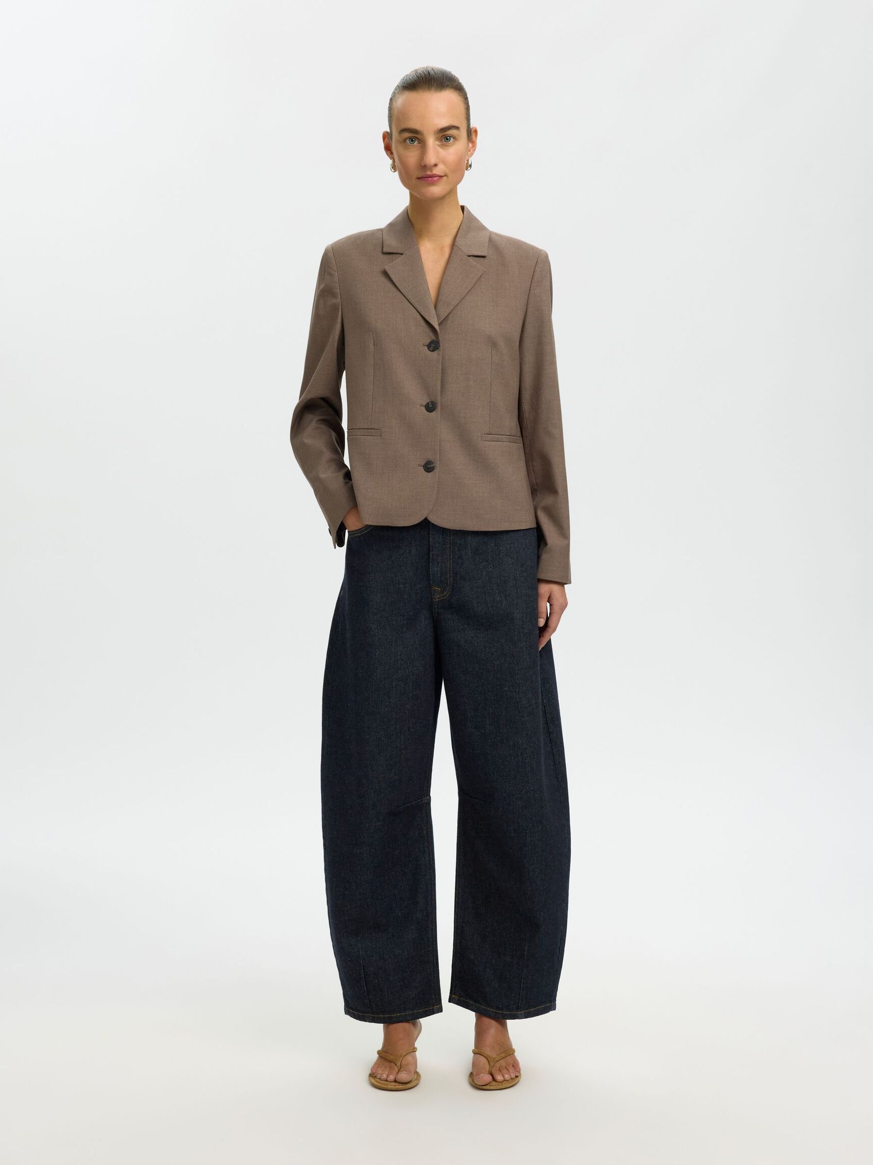 TAILLE MI-HAUTE JEANS BARREL, Dark Blue Denim, highres