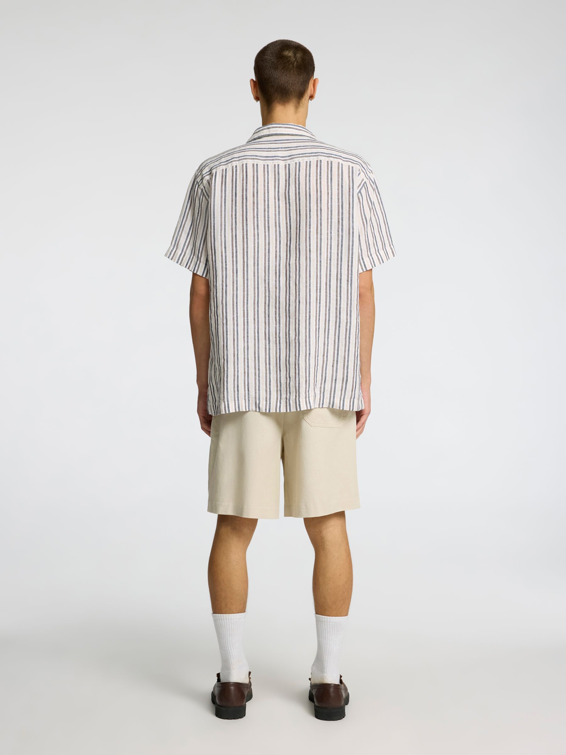 100% LINNE KORTÄRMAD SKJORTA, Bright White, highres