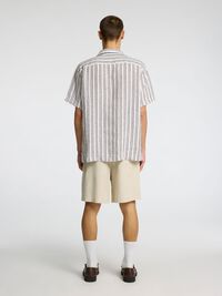 100% LINNE KORTÄRMAD SKJORTA, Bright White, highres