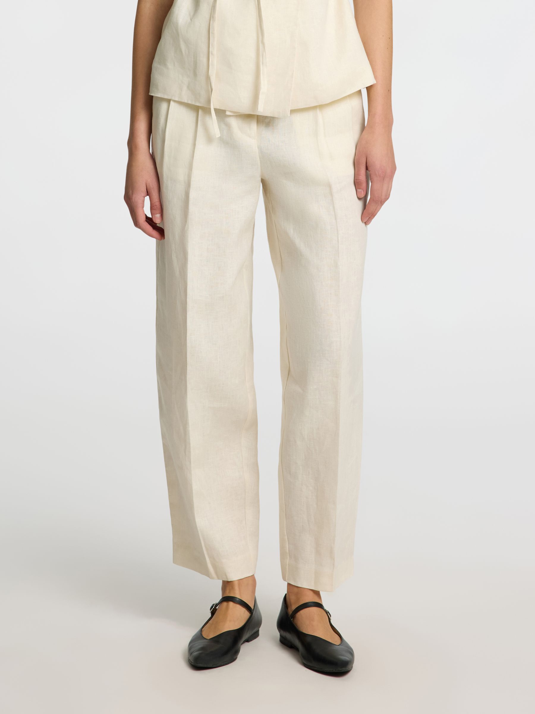 100% LINEN BARREL FIT TROUSERS, Birch, highres