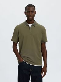 ZIPPER KNITTED POLO SHIRT, Kalamata, highres