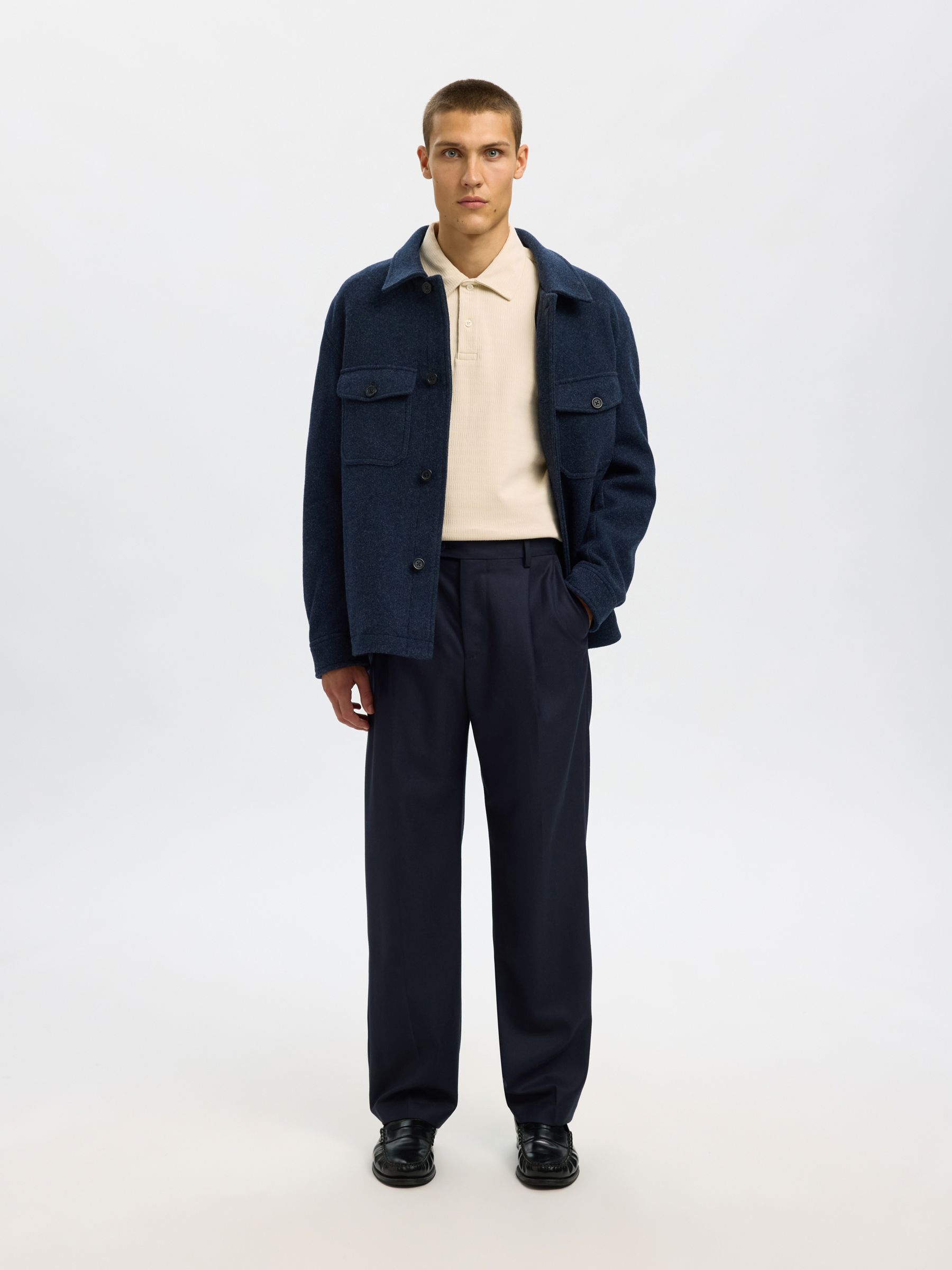 100% BAUMWOLL LANGARM-POLOSHIRT, Angora, highres